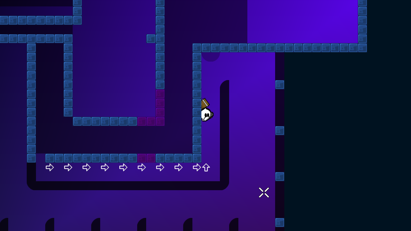 tee can bounce on top of that arrows and slowly unfreeze, no need to hit the unfreeze above. but this issue could also prevent the tee to go &gt;&gt; because he cant jump that high. idk, maybe you can change that a little bit but you do not have to (: