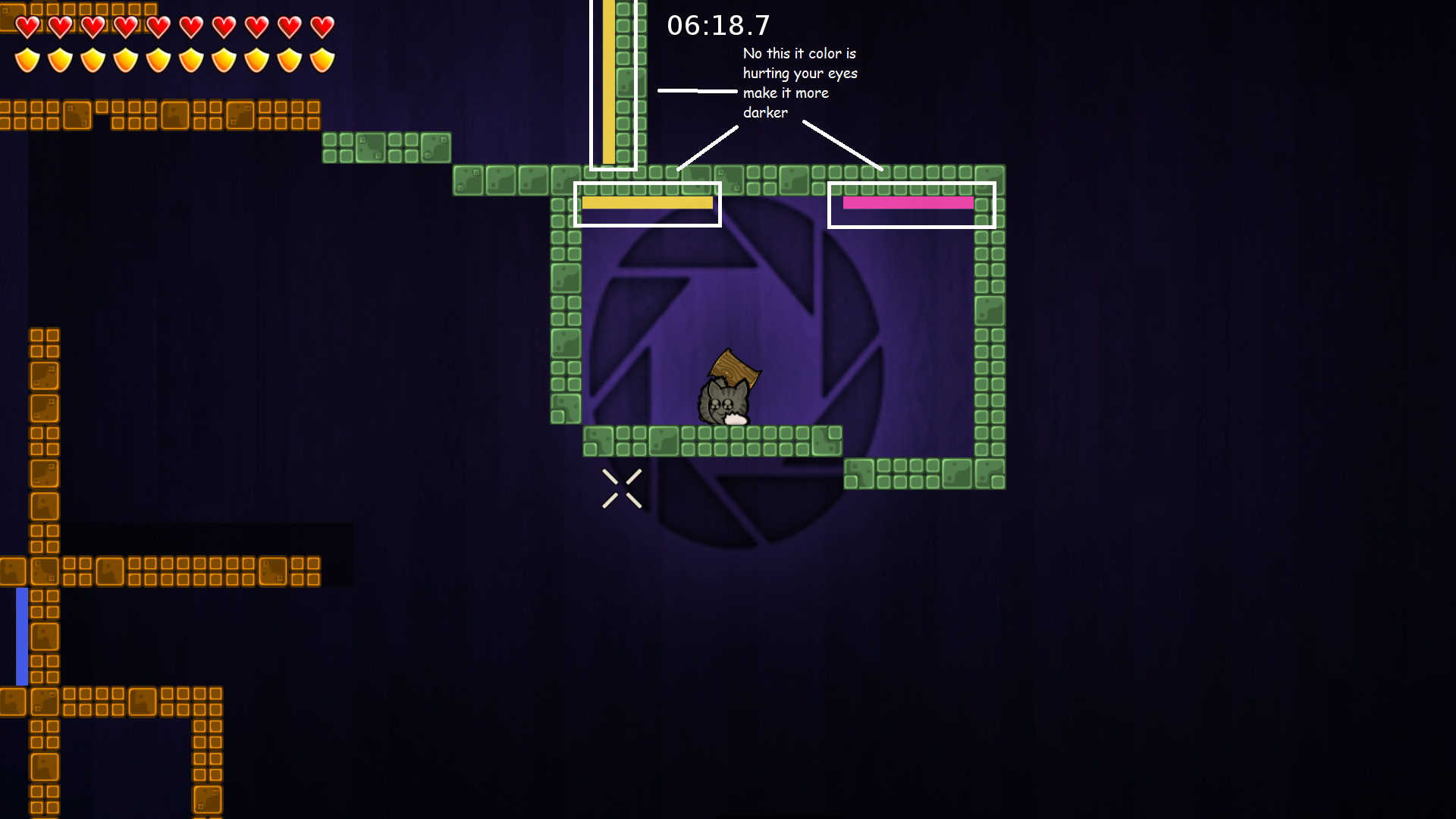 change the colors or make it darker its dangerous for people who have problems with this colors