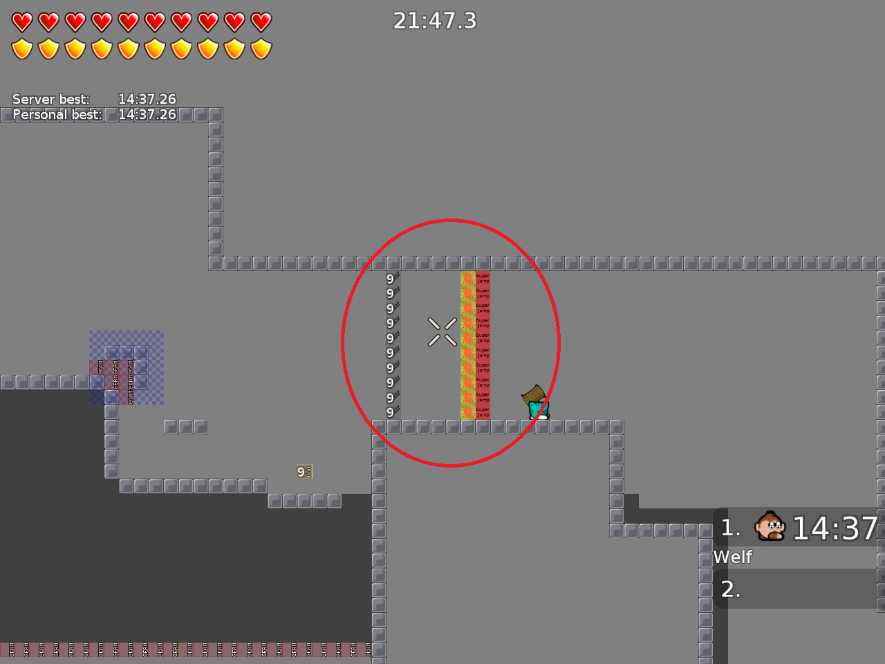 you can cheat super jump, if you take cp 9 and go into a teleporter at the right side