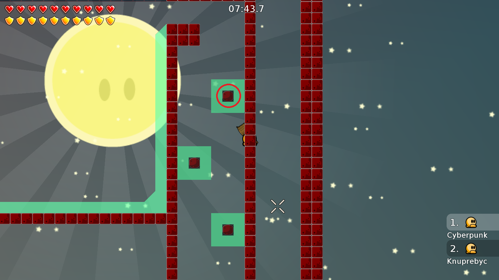 This looks bad, put the green tele marker above the tile in the editor, so your tile layer order will be &quot;green tele&quot; then below that &quot;tiles&quot; and then you can put the green under those tiles.