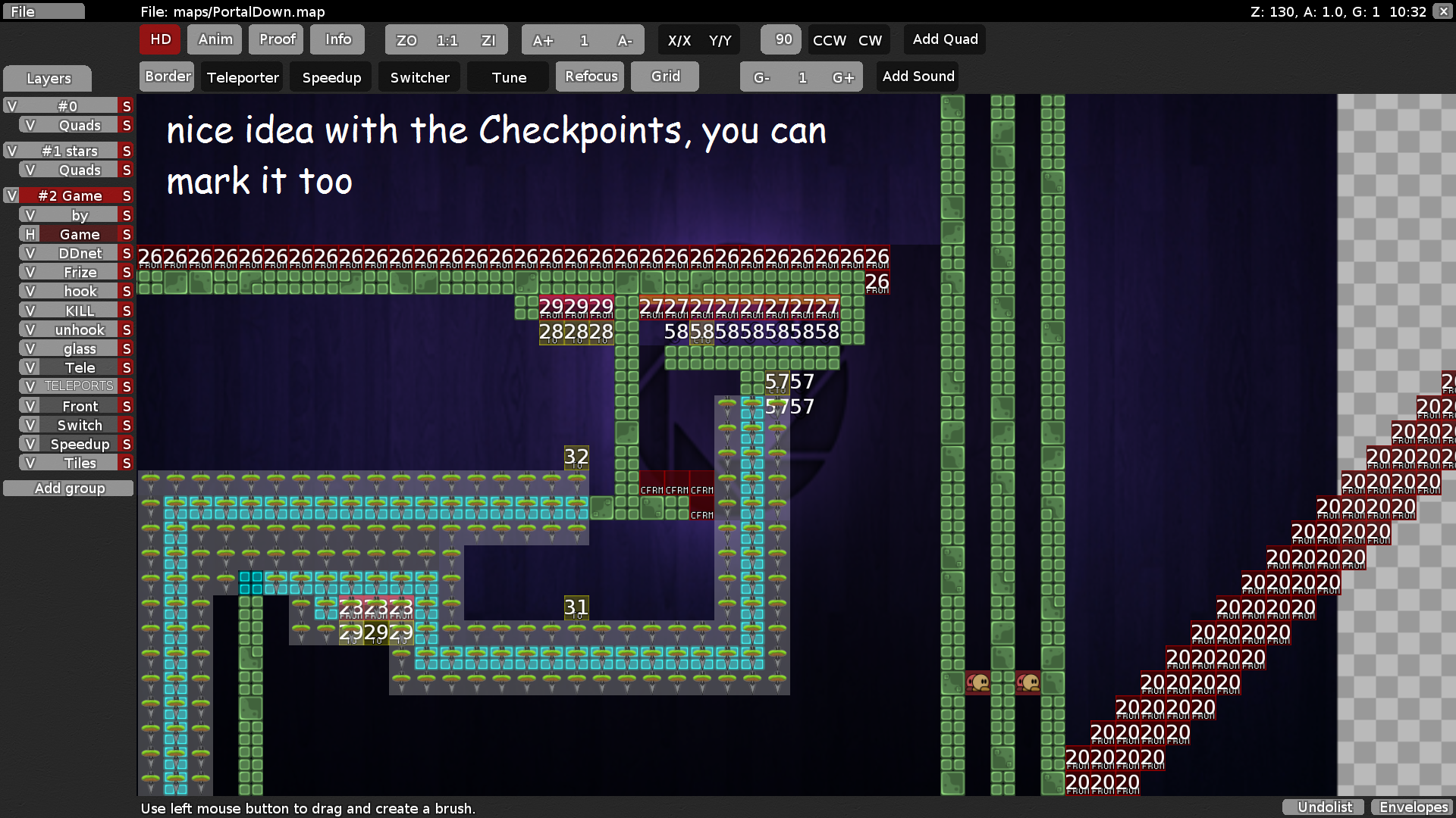 The idea with the checkpoints are good, but can you mark it too ;D
