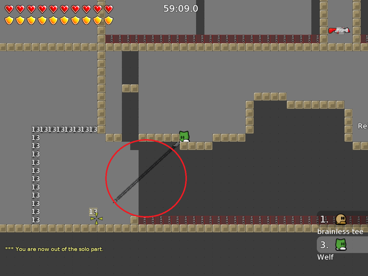 it is annoying to wait 3 seconds on every fail, put unfreeze there or move the to tele, so you can hook him from that corner