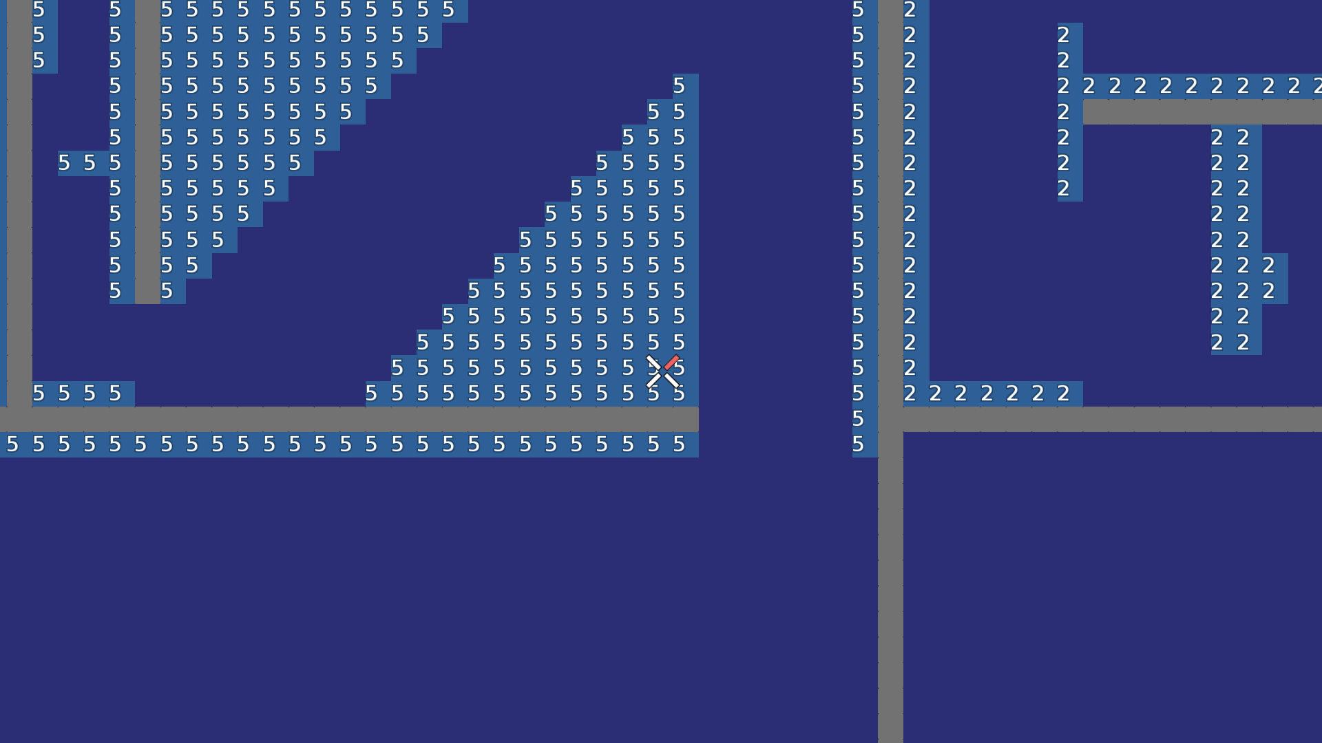 hook tiles where cursor is,<br />and add tele 5 down, so you cant land there