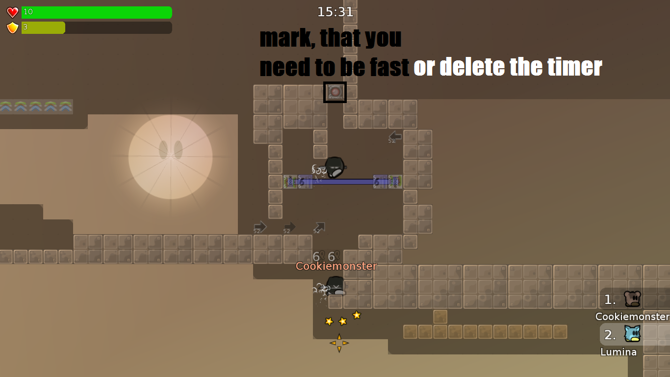 a sign like: 6 seconds!<br />or add no timer.