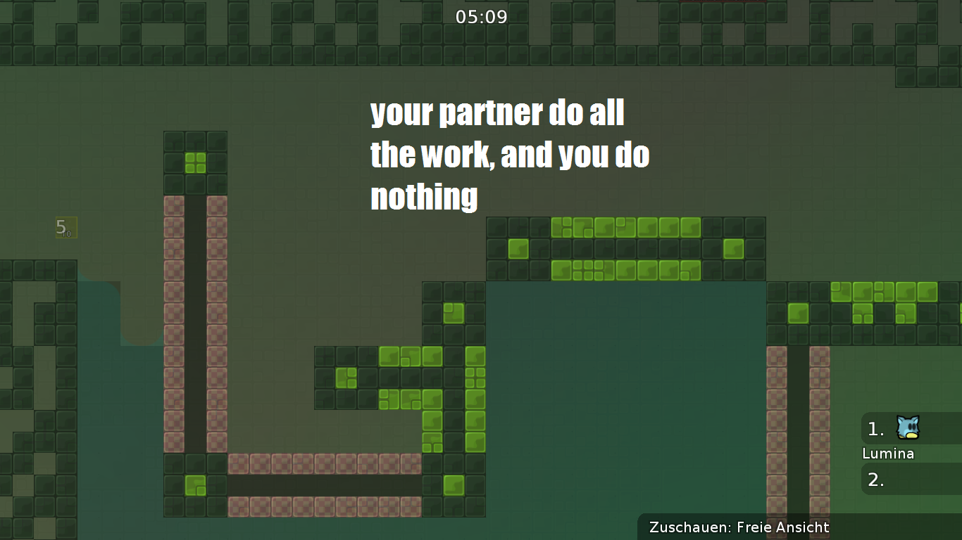 After yu have did this part, your partner do a much easier part, what isnt that fear.<br />My Suggestion:<br />Make this part easier or make this part after harder.