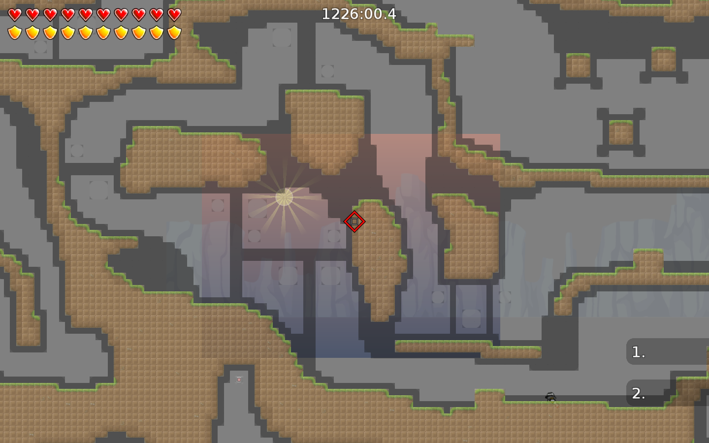 Whole part cheatable with two tees. (where my tee is)