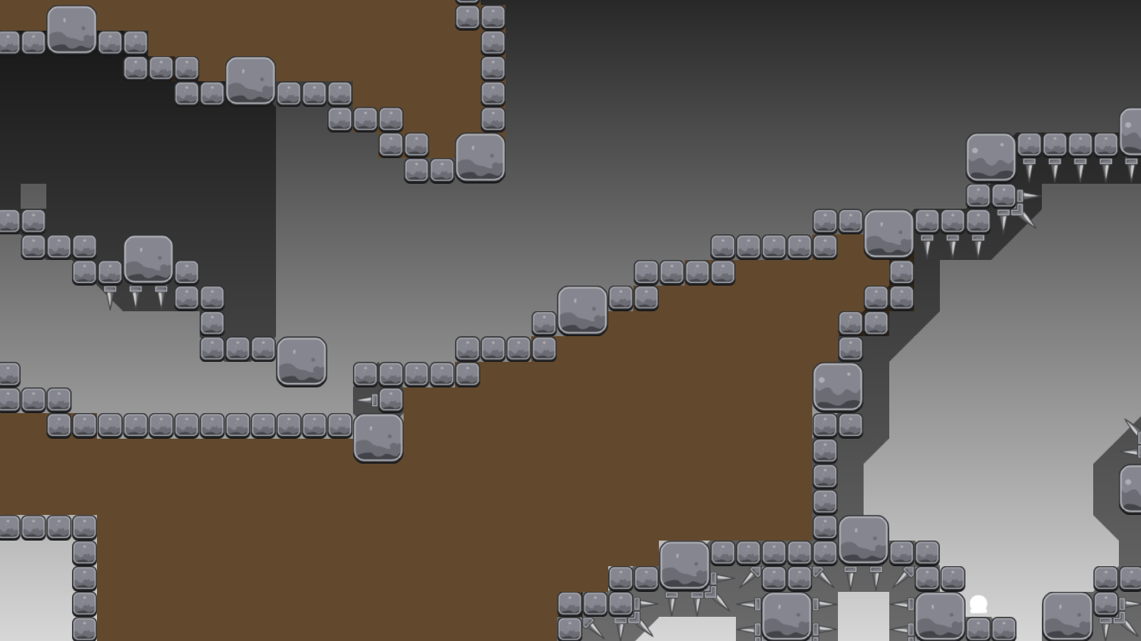 graphical bug with the brown background: around the corners of the unhookable stones you can see the grey backgroud. That applies to the whole map (idk if that's fixable)