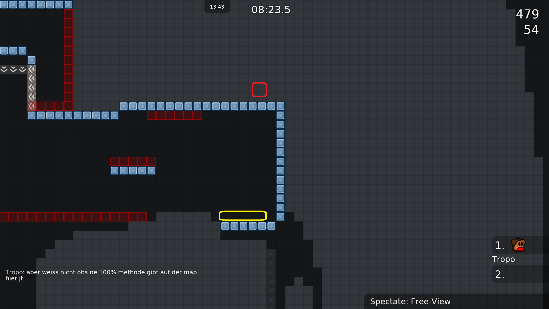 5. Red: There should be an individual CP with TO-tele here so that you don't have to run all the way rigth after failing.<br />Yellow: There should be a way to recover the dummy if he lies here.