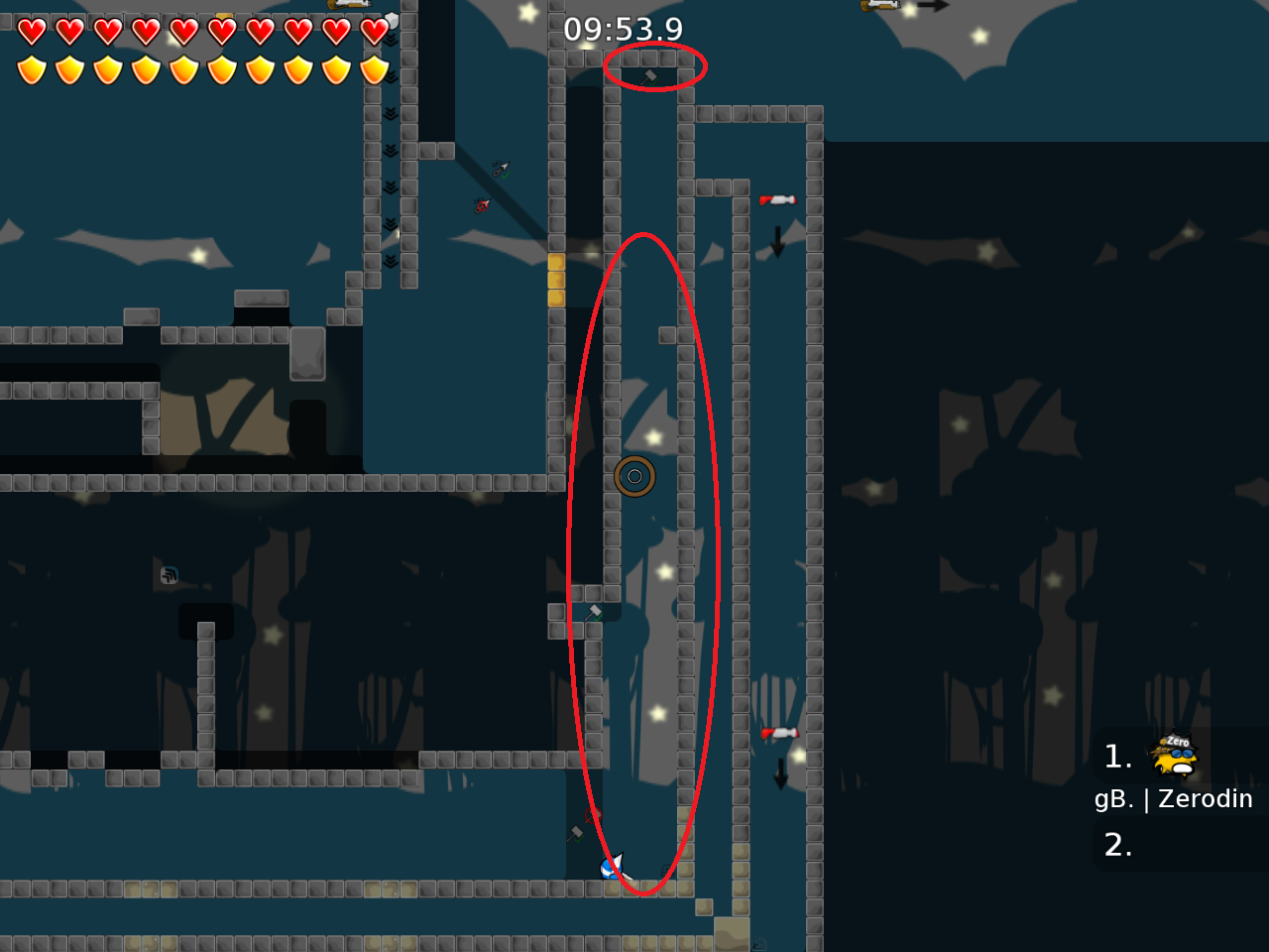 small circle: why teleporter? you can't go back, if ppl don't understand they are fail, big circle: why hammer off? is it important? it does not really help ^^