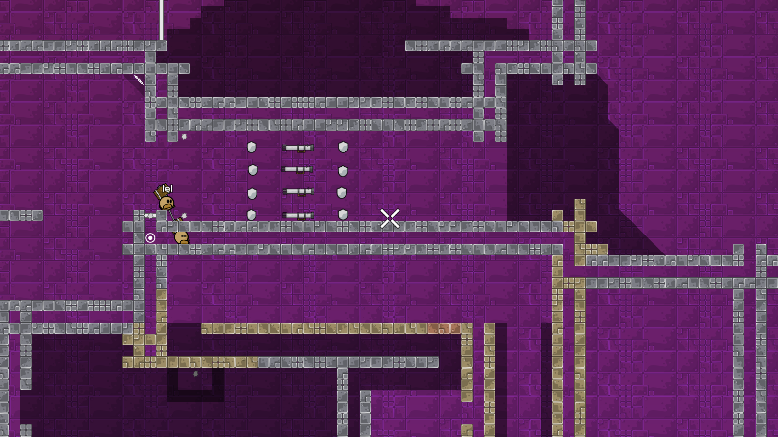 i dont understand that part, lel would be deep and i just walk &gt;&gt; with endless?<br />imo remove that way down there, just place your tee inbetween the ._: - hookable blocks and get speed with hooking and grenade to go &gt;&gt;