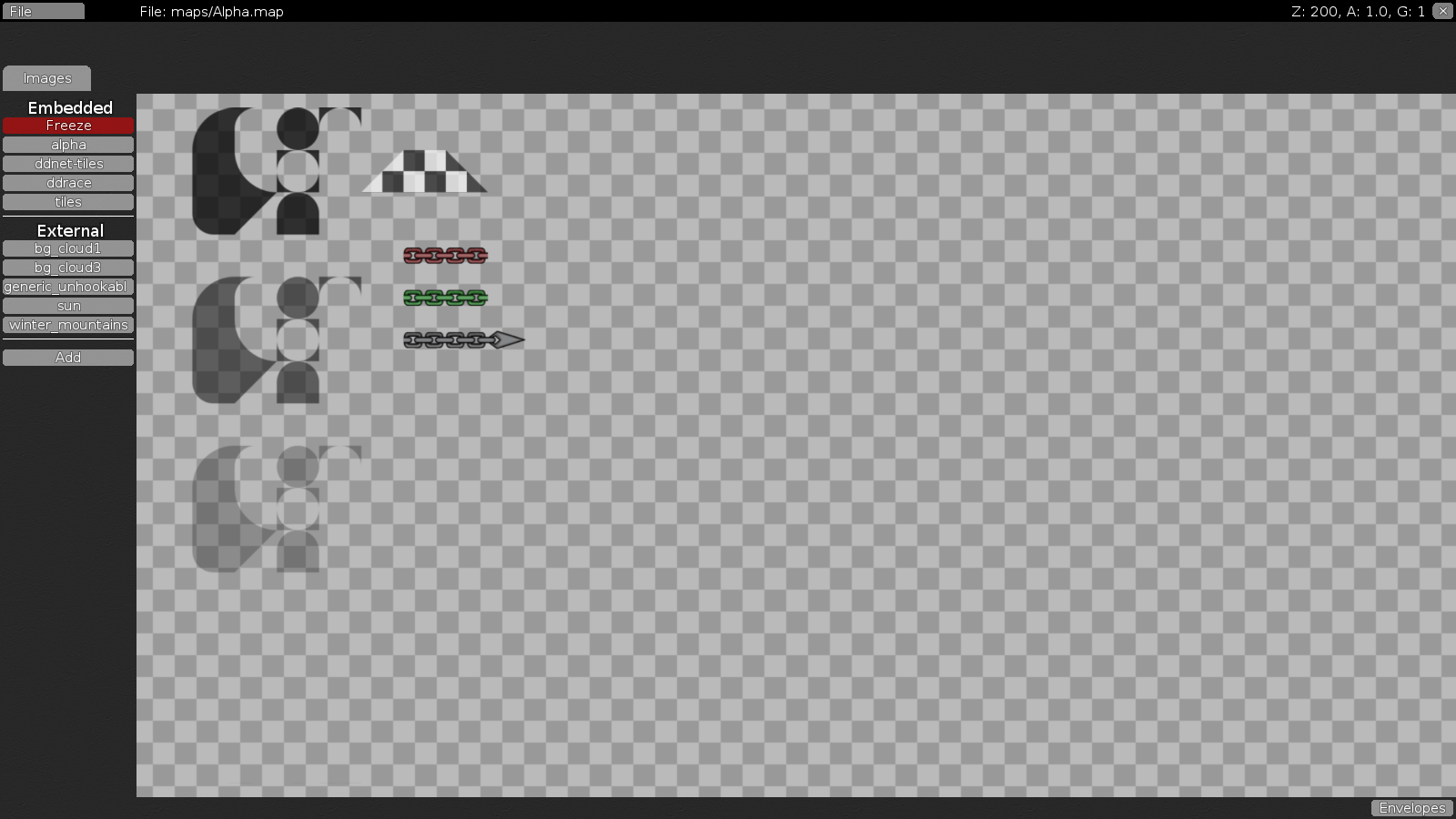 Freeze, ddnet-tiles, tiles, ddrace -&gt; all have freeze tiles within<br />tiles, ddrace -&gt; both with alphabet :p