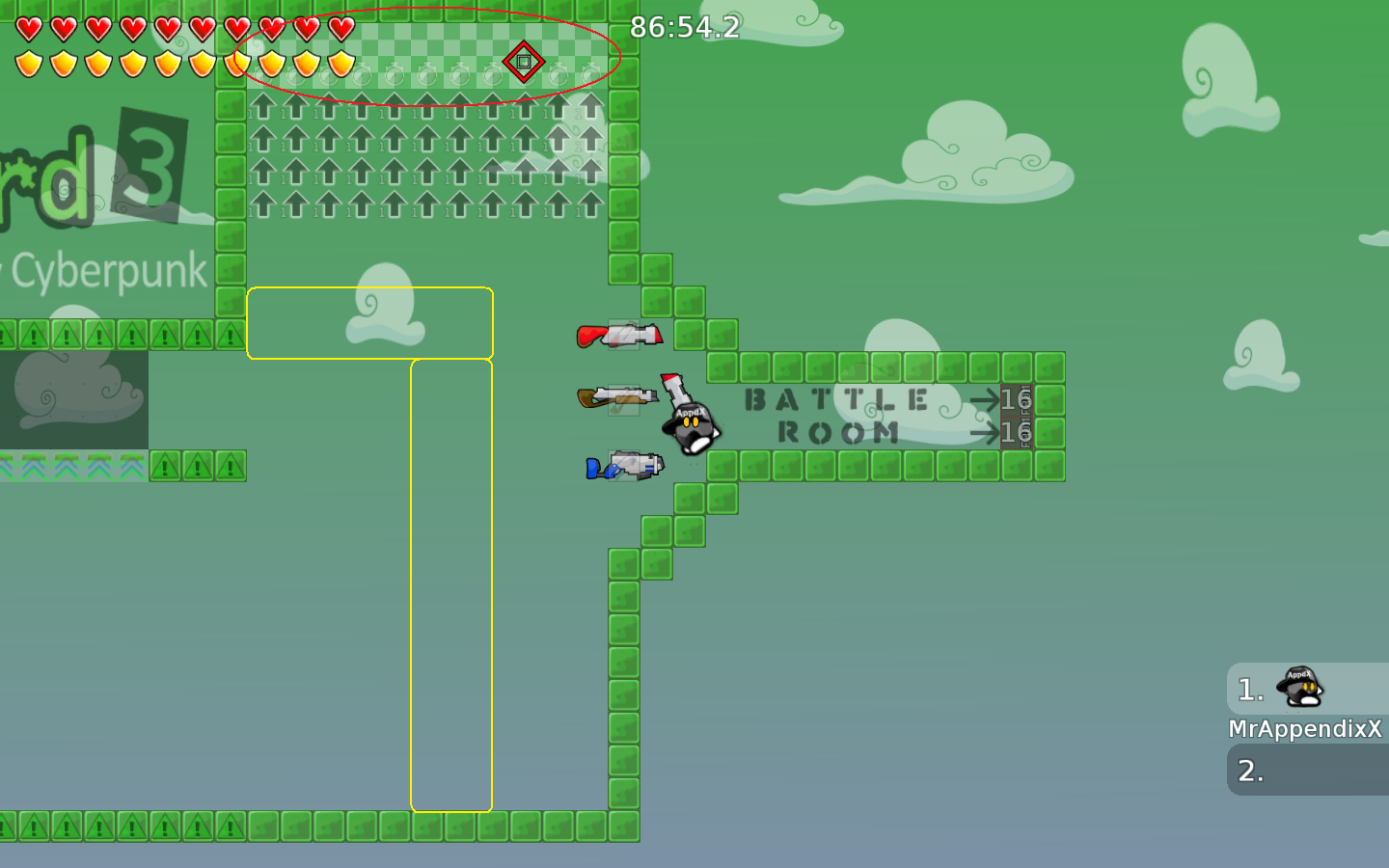 Change finishline to yellow marked area