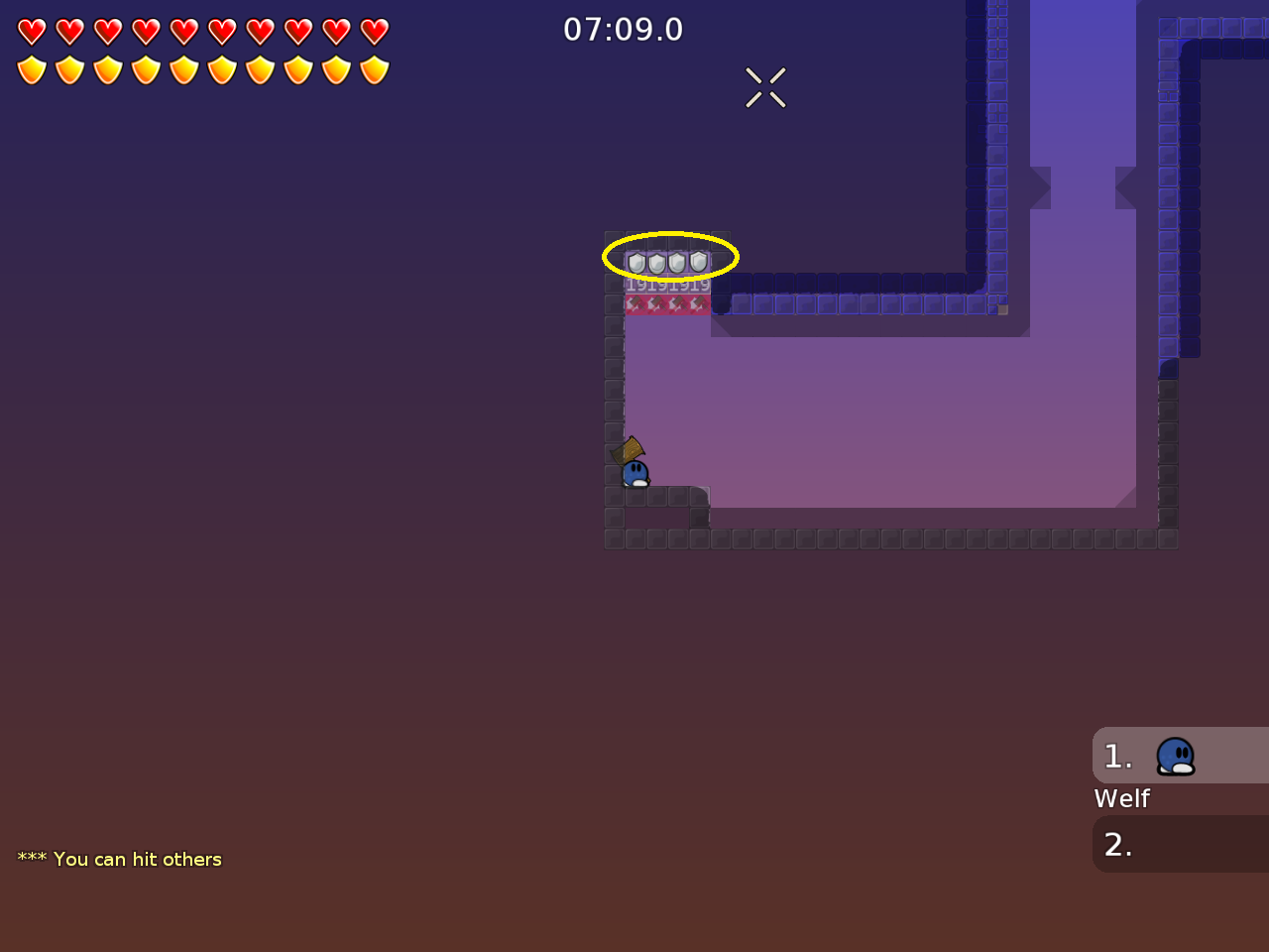 this might be buggy with many people, you can put the shields more down (i am not sure about this)