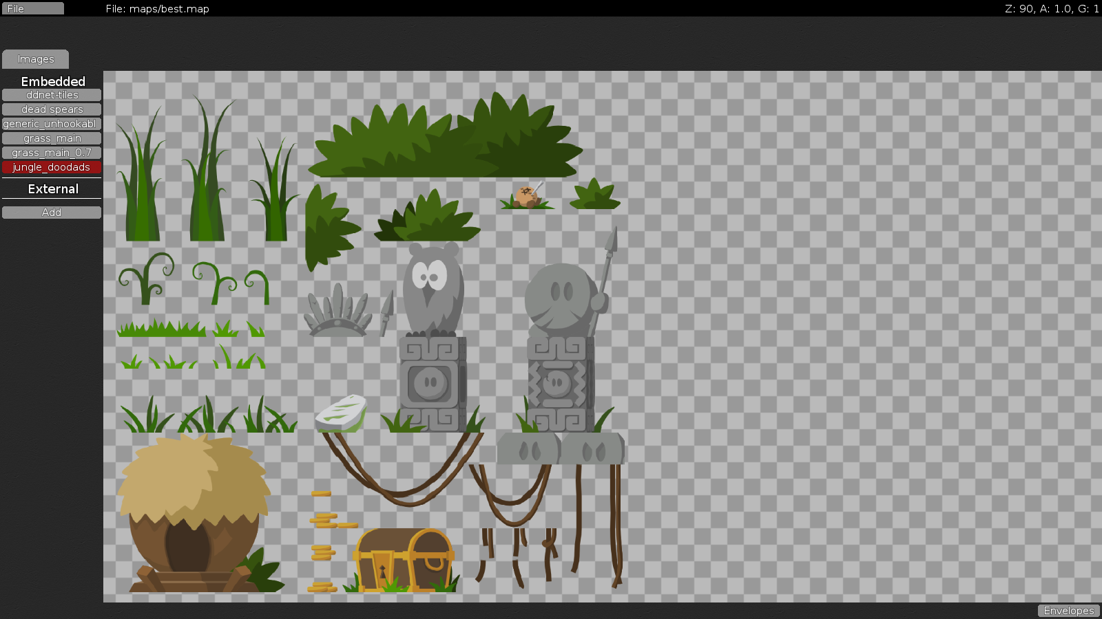 do NOT embeed: generic_unhookable, grass_main, jungle_doodads + replace dead spears with jungle_killtiles and don't embeed that either