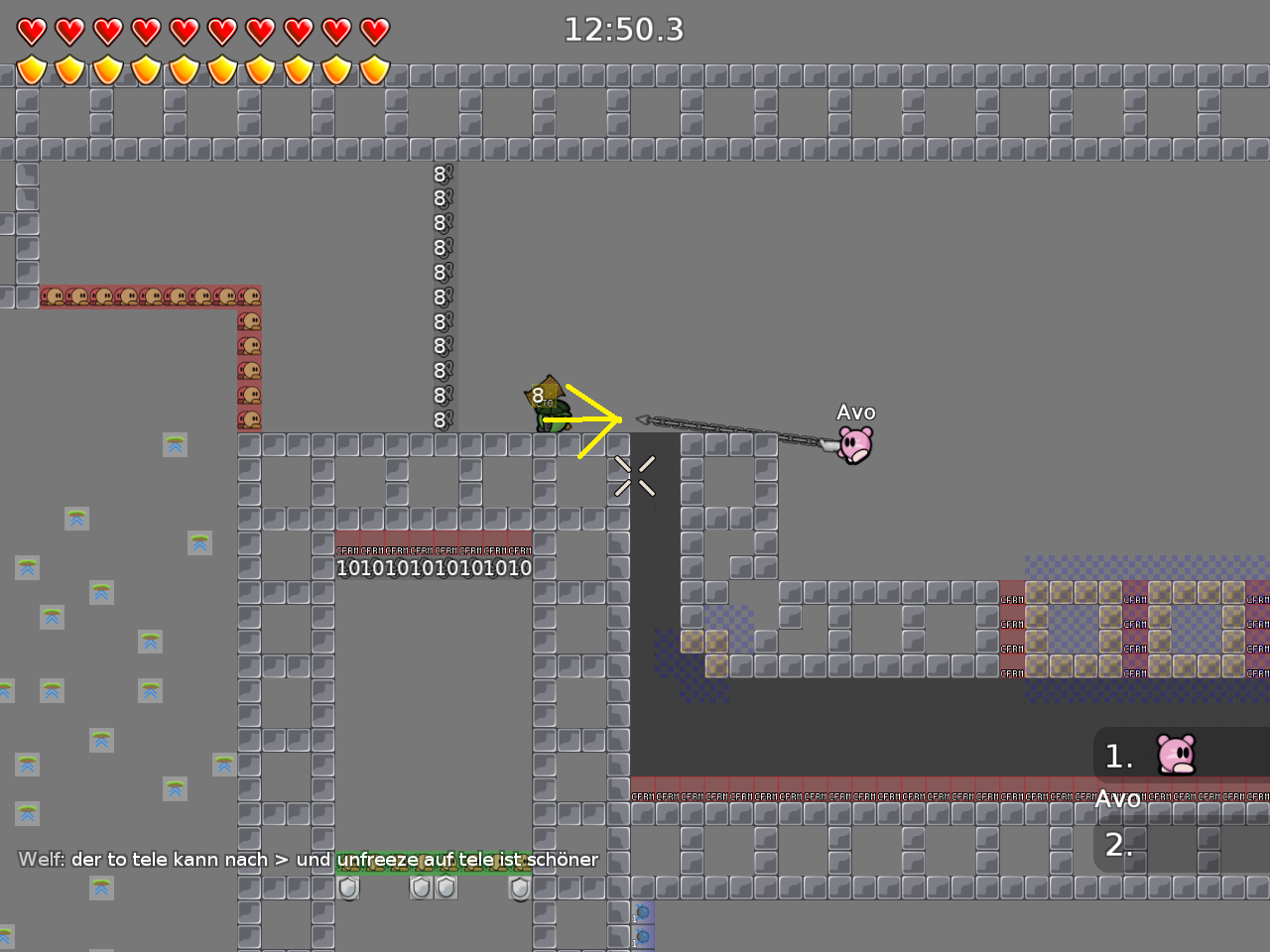 move it to the right+you can add unfreeze on to tele