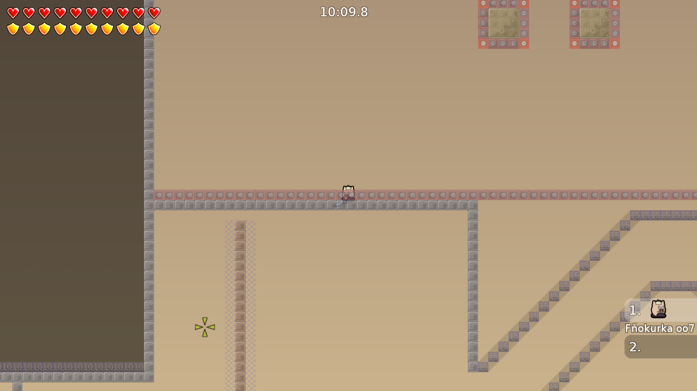 The most stupid death tiles ever made in history in teeworlds. (There is no difference between unhookable and kill...) + bad marking.