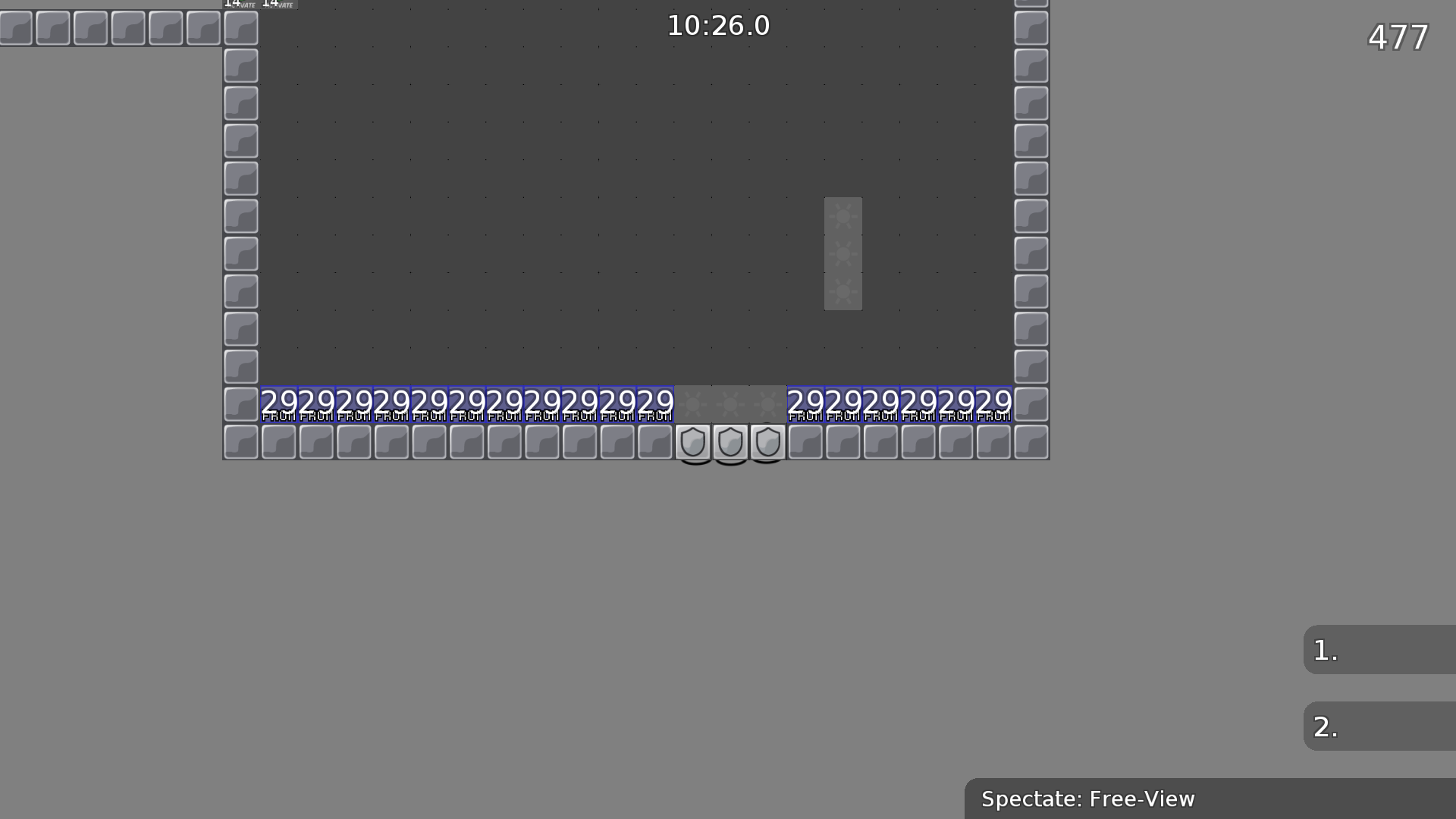 You can fall out of the world + remove middle shield.