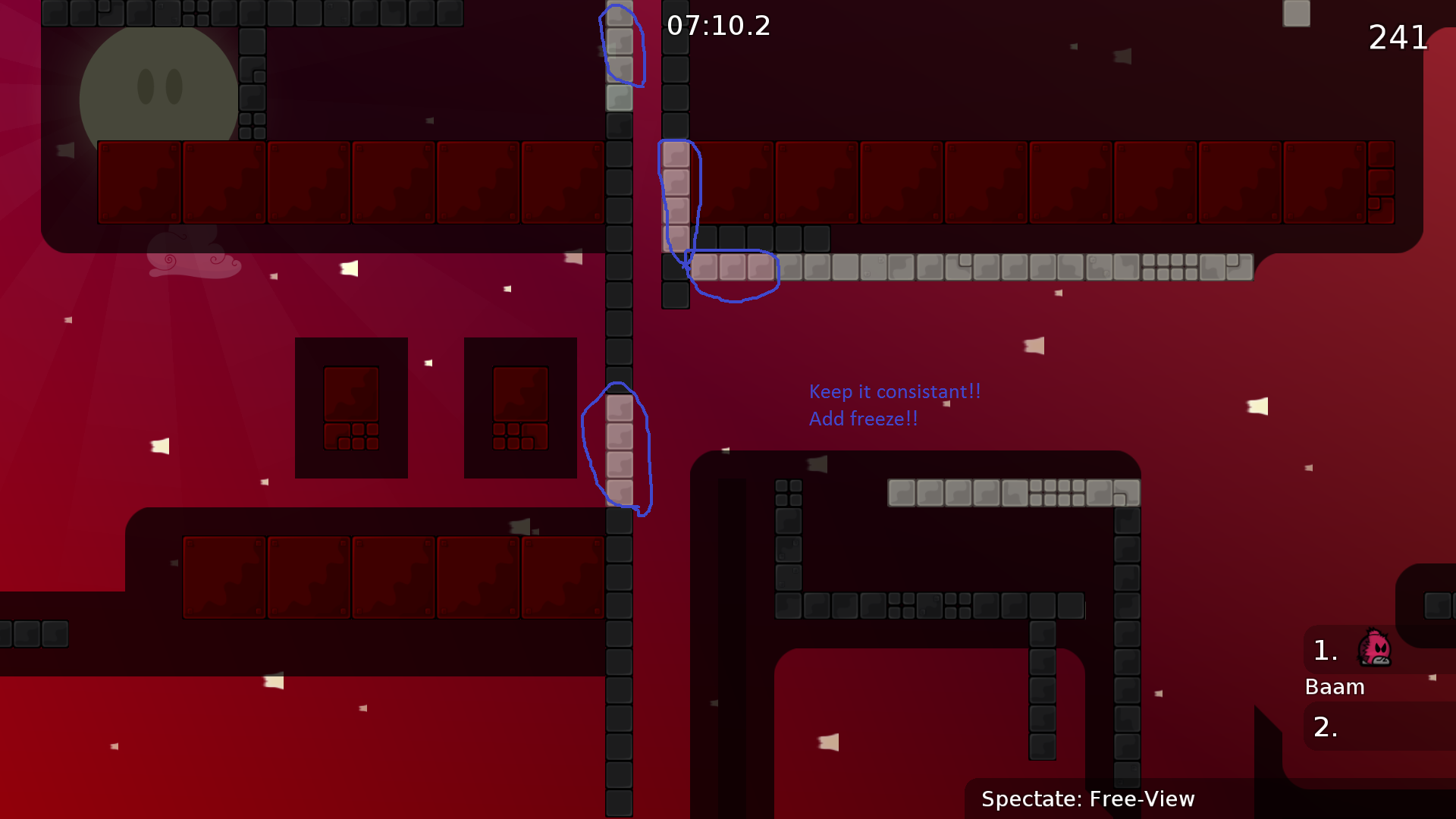 Keep the freeze in hookthough consistant, or just remove it.