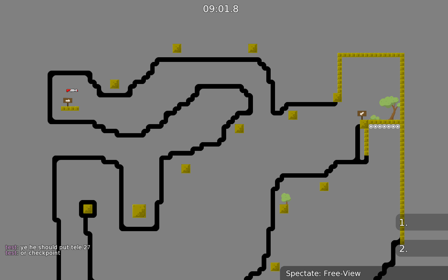 if you fall into tele you land at grenade