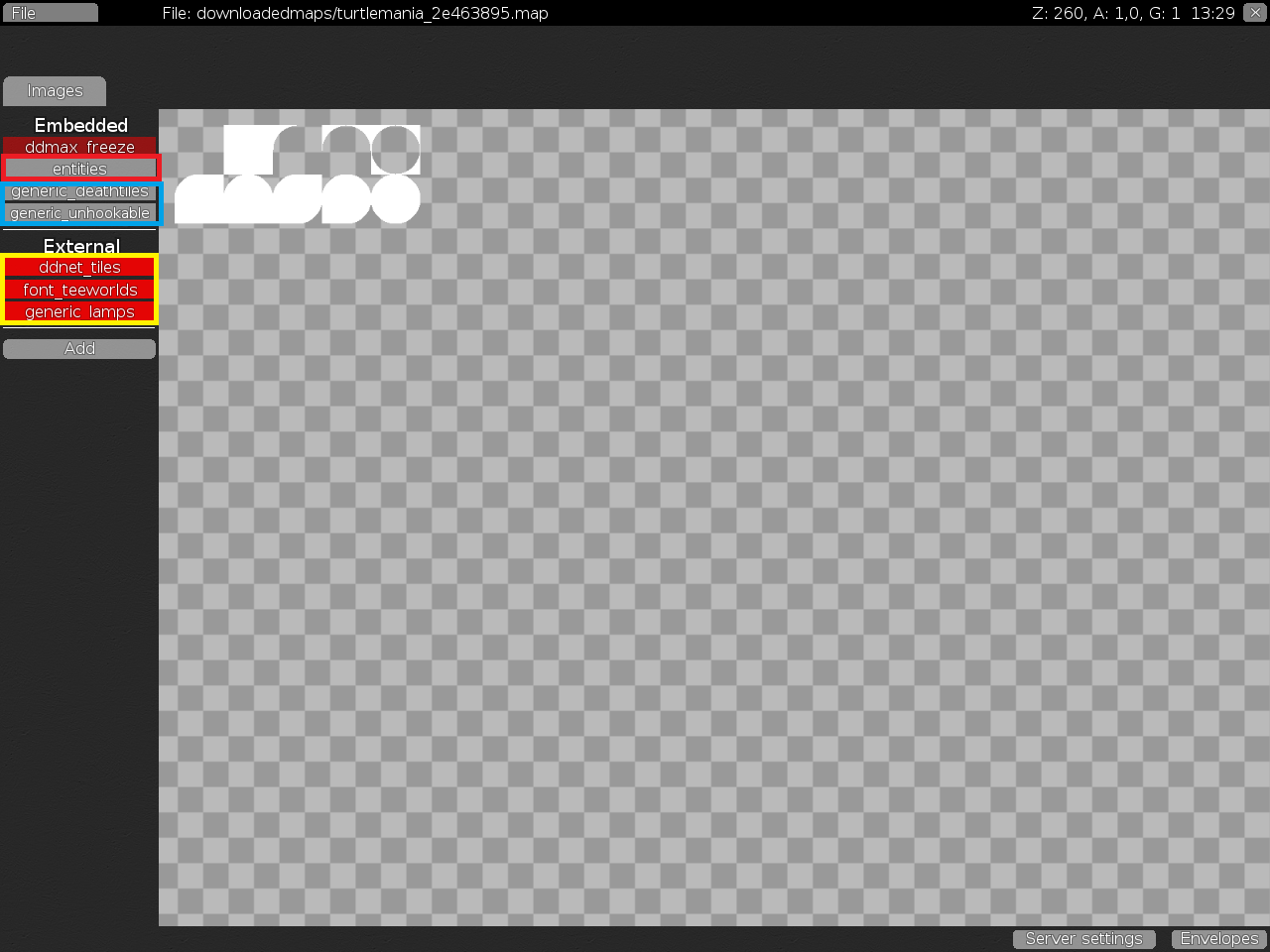yellow should be embedded; blue should be external; red should be removed (you didnt use this)