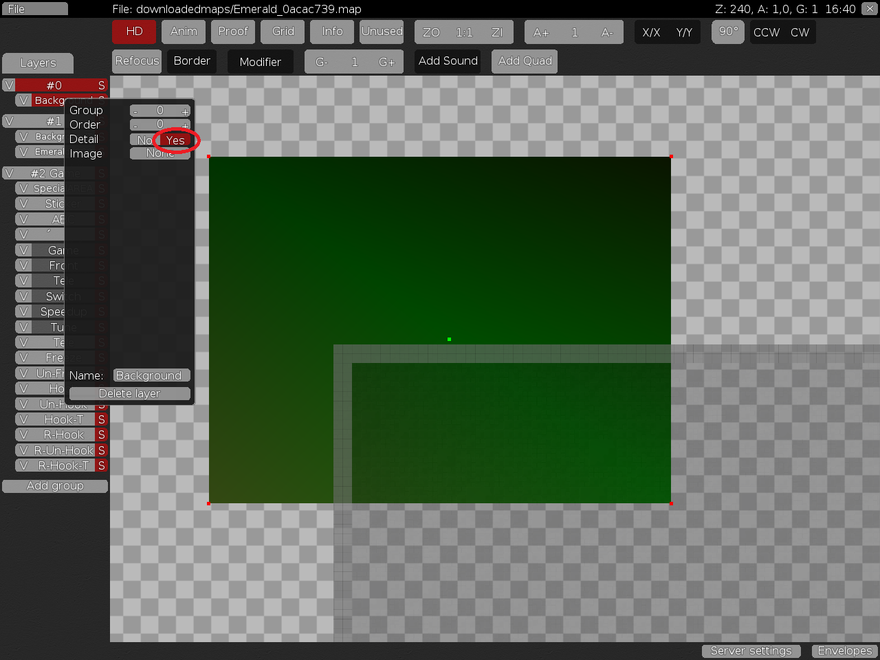 If you put HD off right now, you don't have a background, besides that i suggest to make the stones (in the background) HD instead