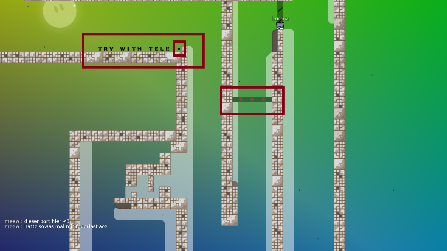 Without Entities you got no idea what to do.<br />Normaly all your Tele are red, and are also marked all with the same color. In this case the tele is a blue one, but how should you know without entites. Sure you got an &quot;hint&quot; but still its unfair for those who play without entites. Mark it better.<br /> And add an &quot;Entities off Sign&quot;