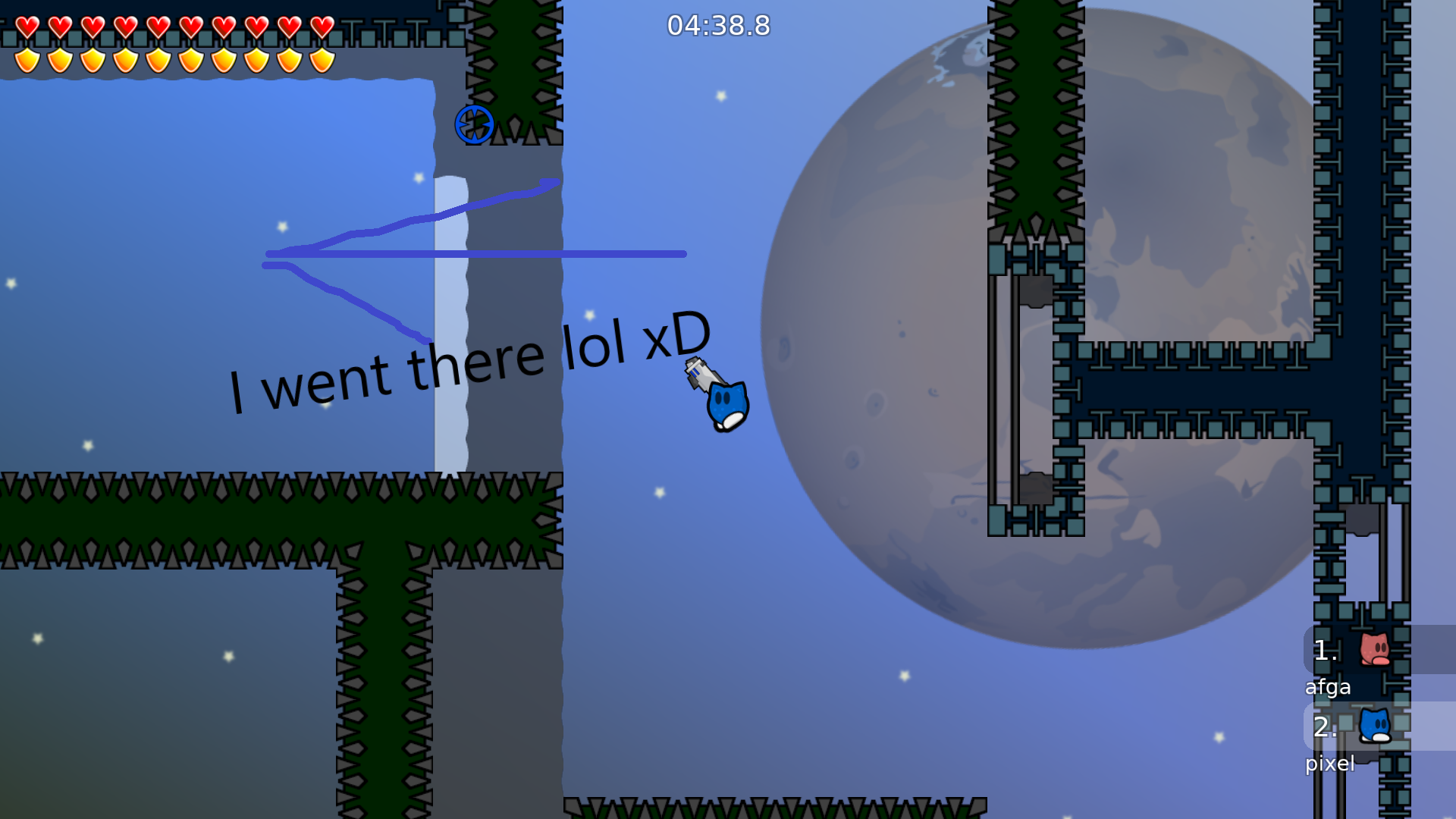 Maybe an arrow or so.. I ran there and fked up D: