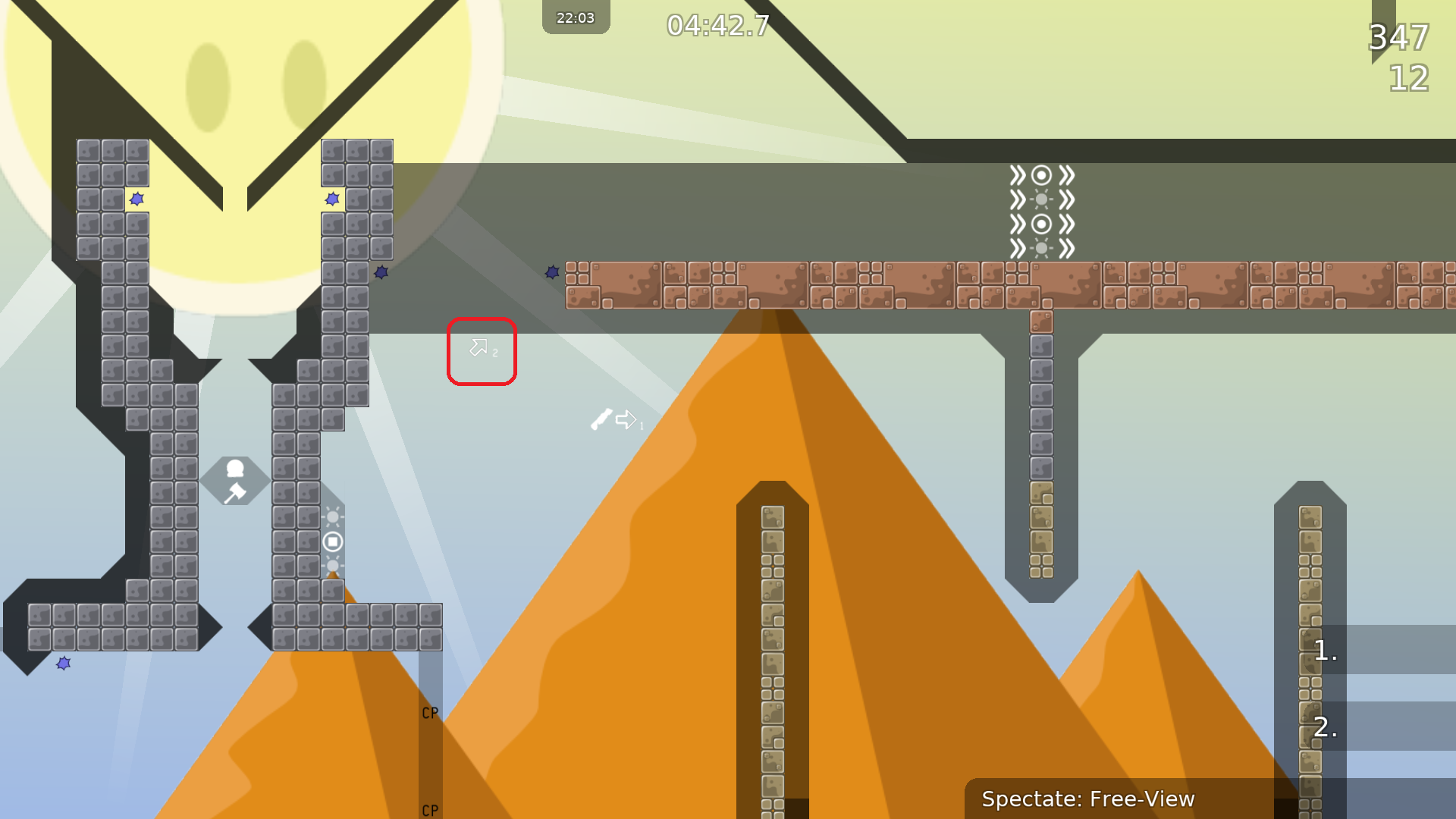 Maybe change the marking so that players know that the one without grenade has to go up.