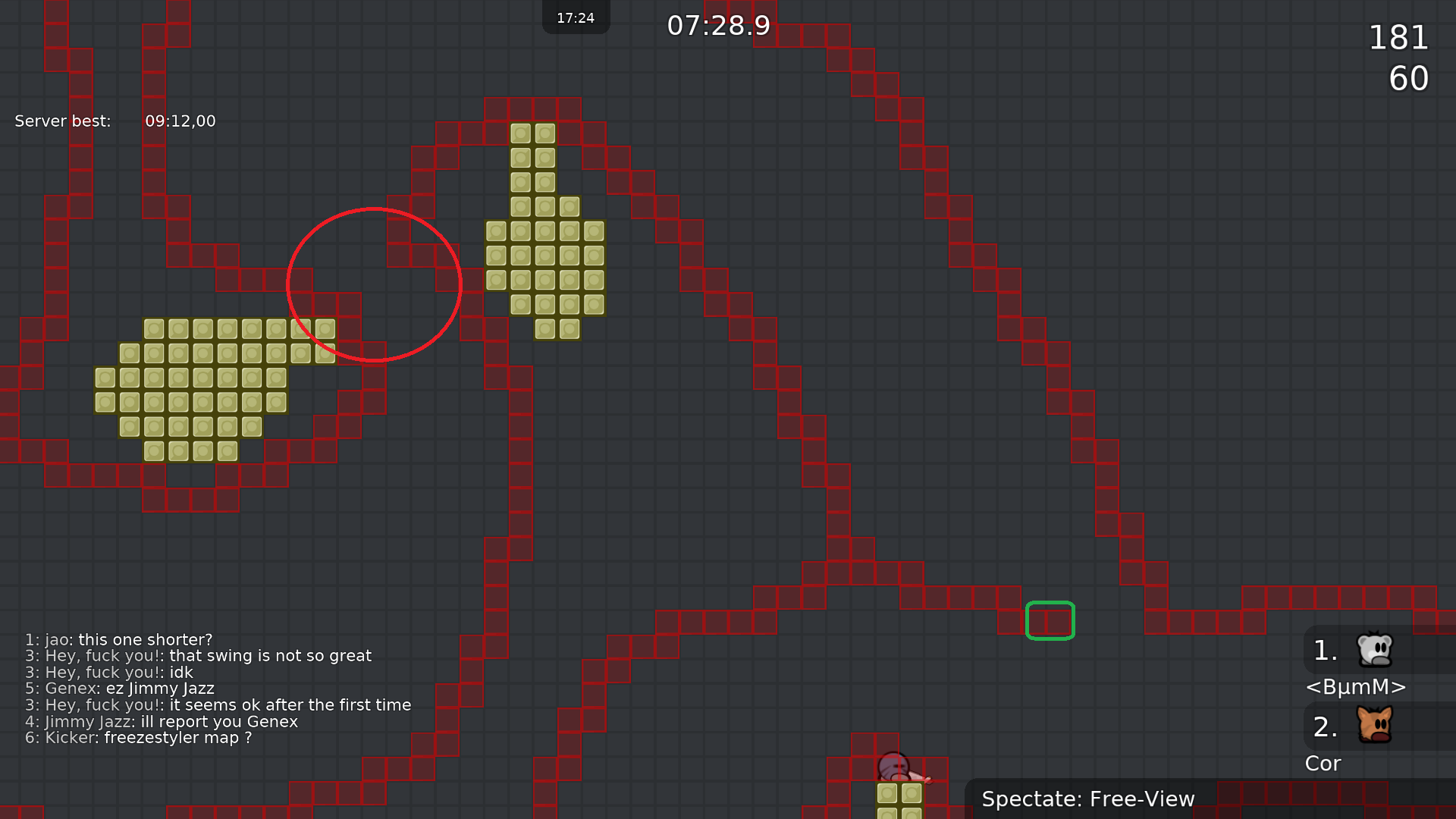 Make the red marked spot wider and remove the green marked tele