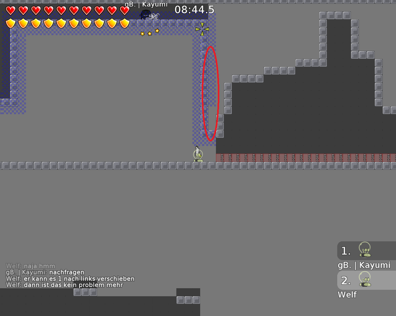 you can shift the whole line of hookthrough 1 tile left, then you can add hookthrough tiles